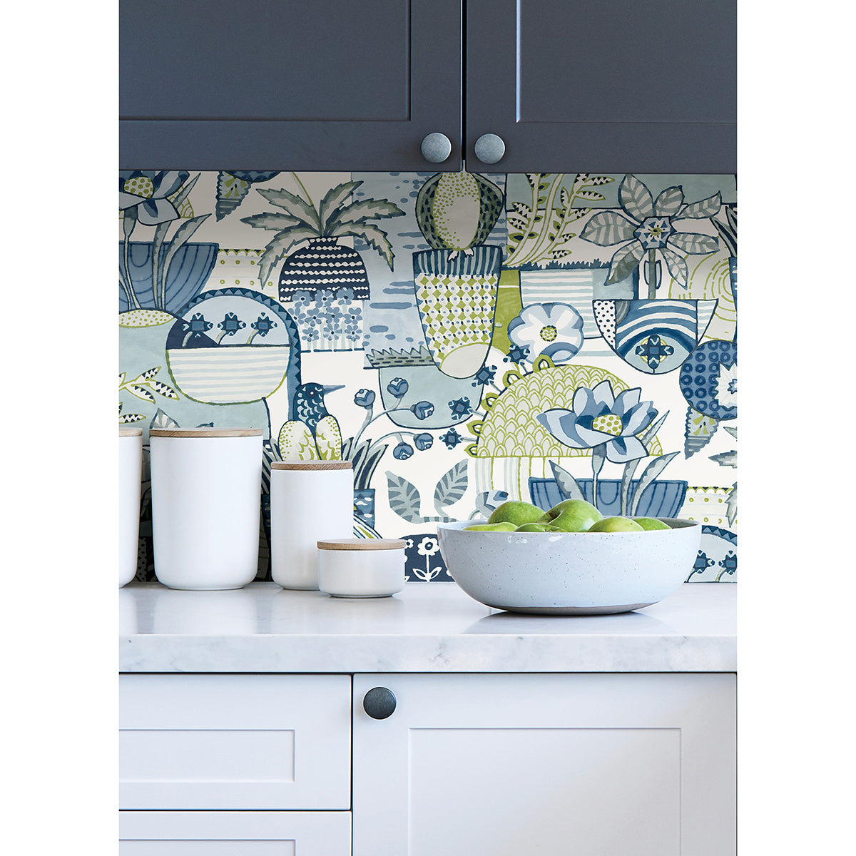 Blue Avriel Peel and Stick Wallpaper - Brewster Wallcovering