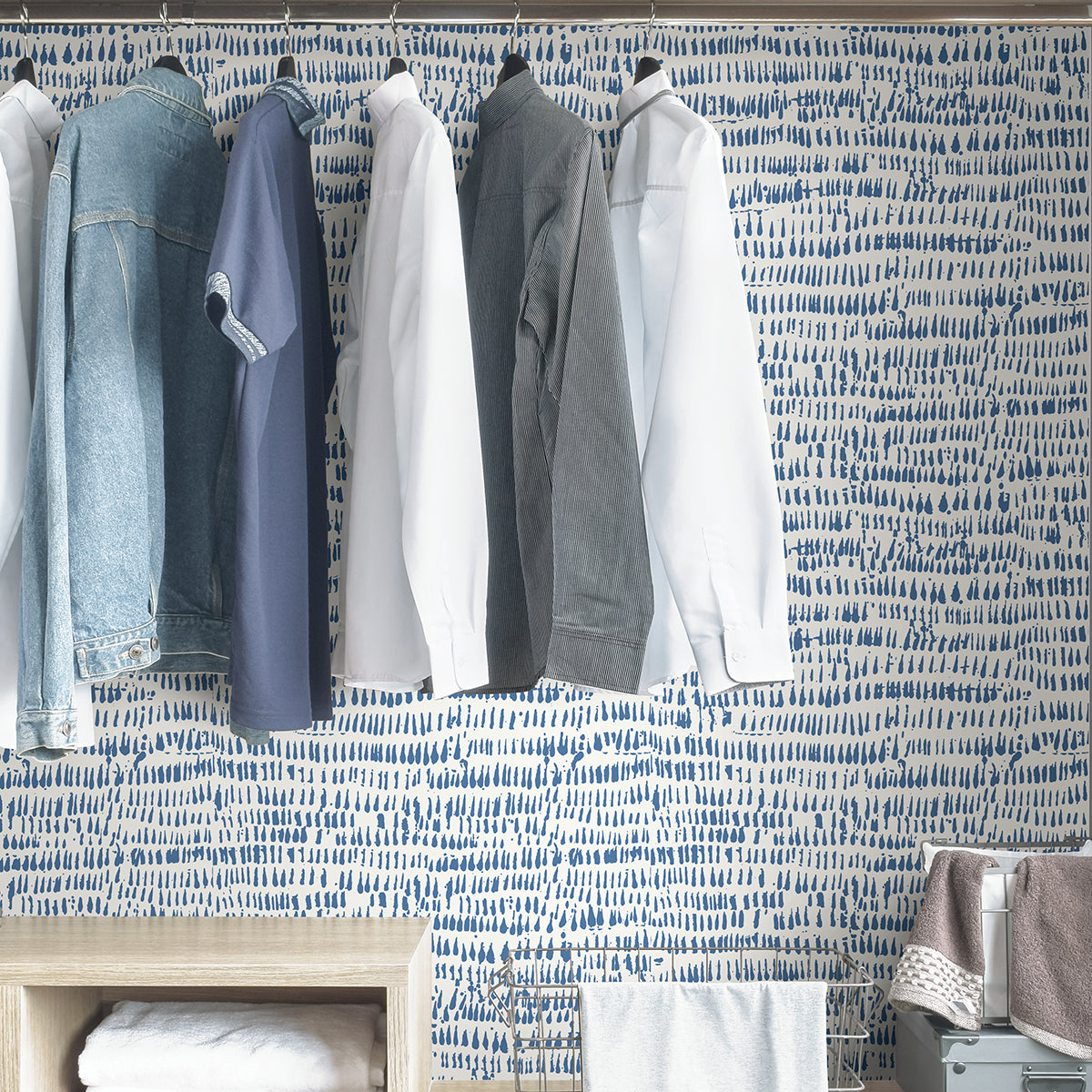 Blue Kylver Peel and Stick Wallpaper - Brewster Wallcovering