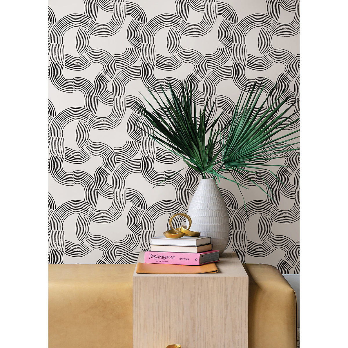 Noir Hokime Peel and Stick Wallpaper - Brewster Wallcovering