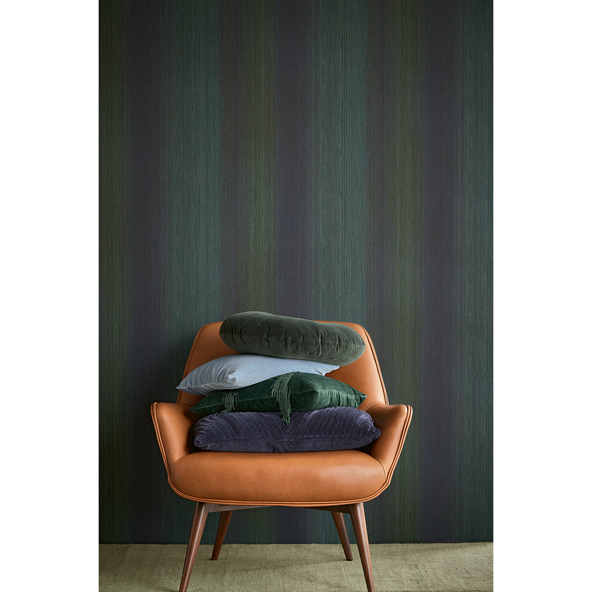 Pablo Dark Green Ombre Stripe Wallpaper - Brewster Wallcovering