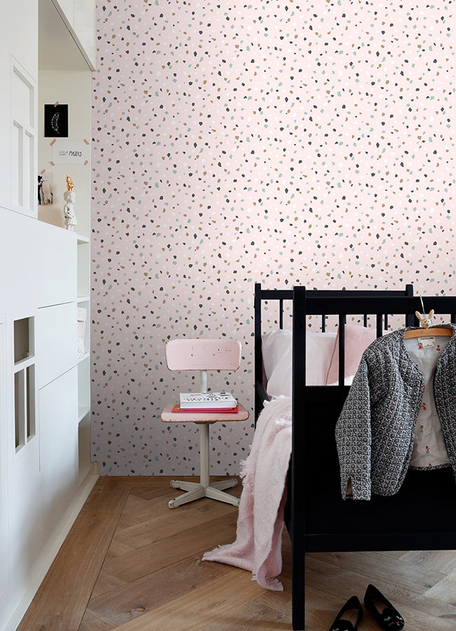 Ona Pink Terrazzo Wallpaper - Brewster Wallcovering