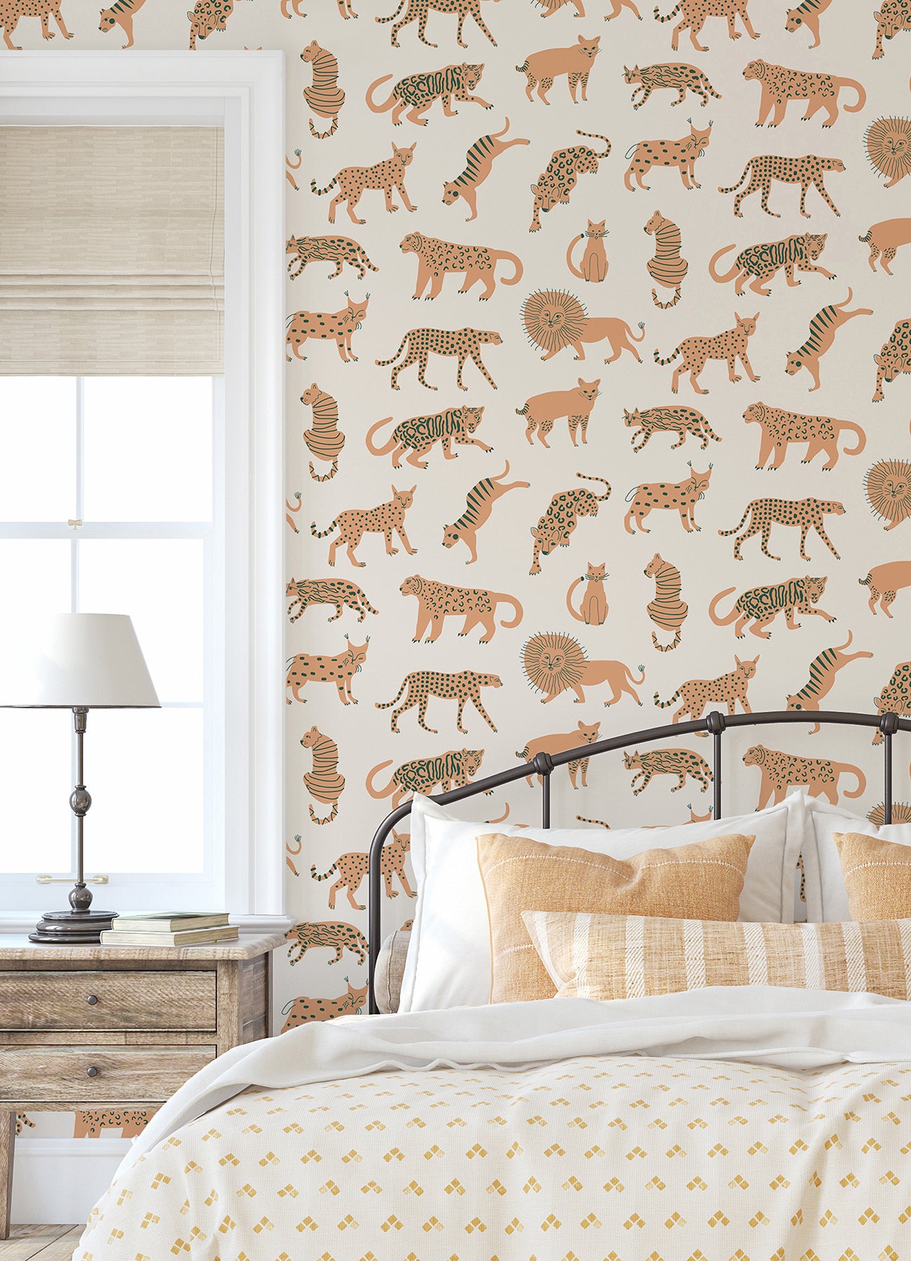 Tangerine Kitty Kitty Novelty Peel and Stick Wallpaper - Brewster Wallcovering