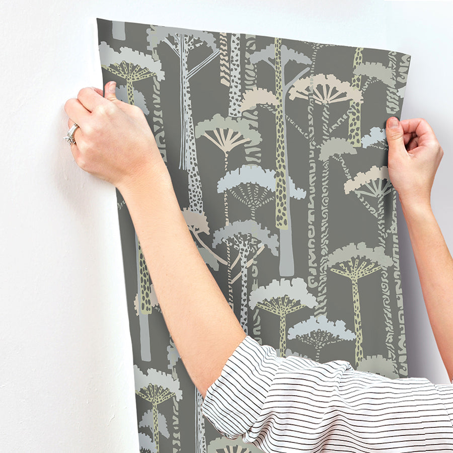 Unify Aqua Forest Wallpaper - Brewster Wallcovering