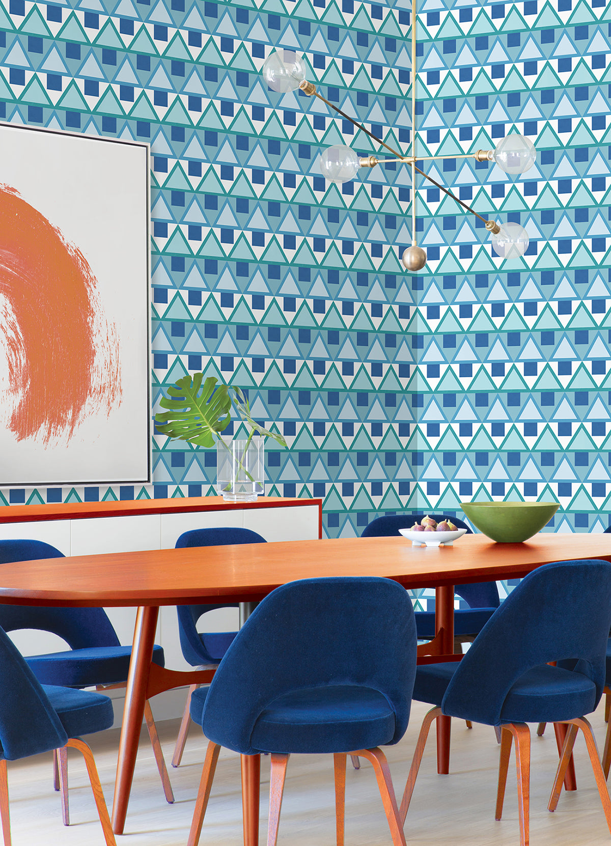 Blue Madaket Geometric Peel and Stick Wallpaper - Brewster Wallcovering