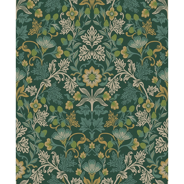 Picture of Lila Teal Strawberry Floral Wallpaper