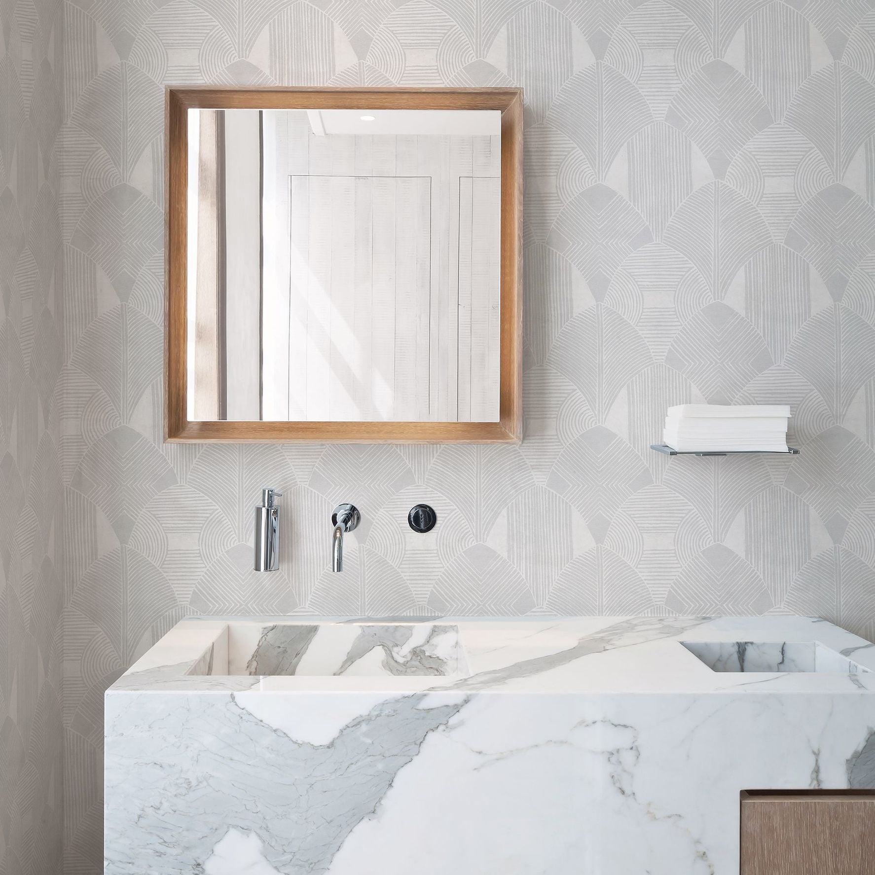 Westport Dove Geometric Wallpaper- Scott Living - Brewster Wallcovering