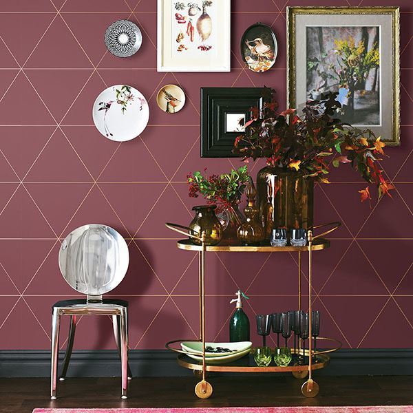 Twilight Red Geometric Wallpaper - Brewster Wallcovering