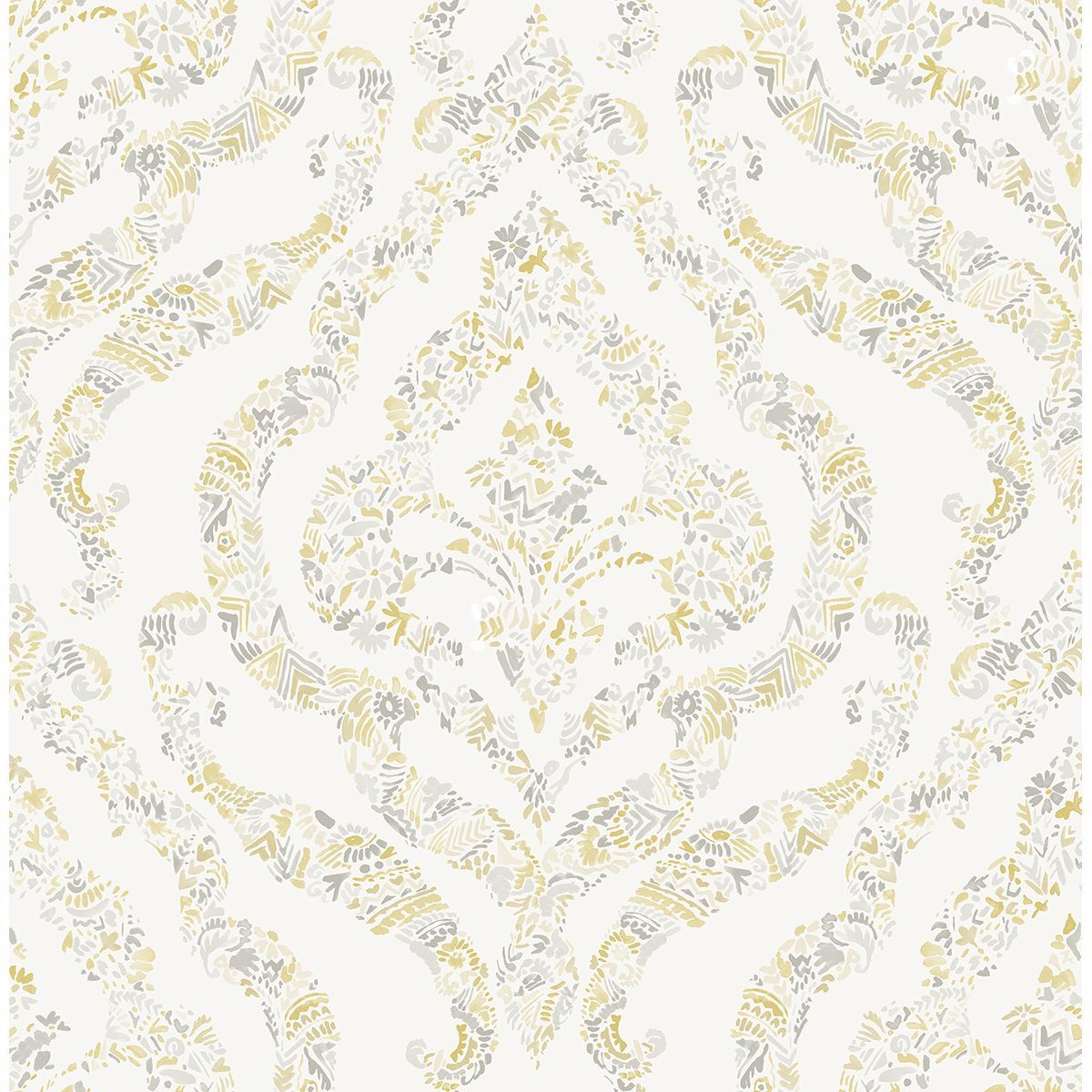 Picture of Featherton Mustard Floral Damask Wallpaper