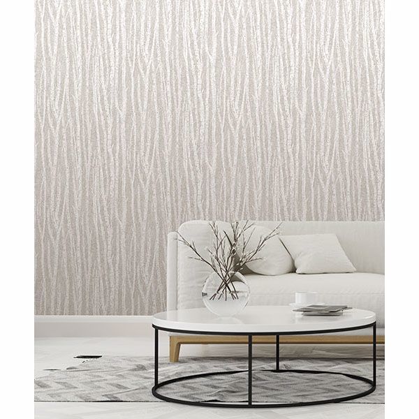 Flay Taupe Birch Tree Wallpaper - Brewster Wallcovering