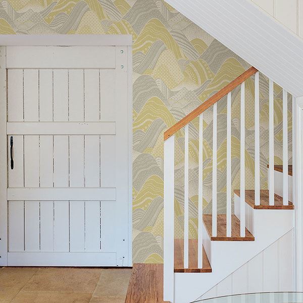 Meru Chartreuse Mountain Wallpaper - Brewster Wallcovering