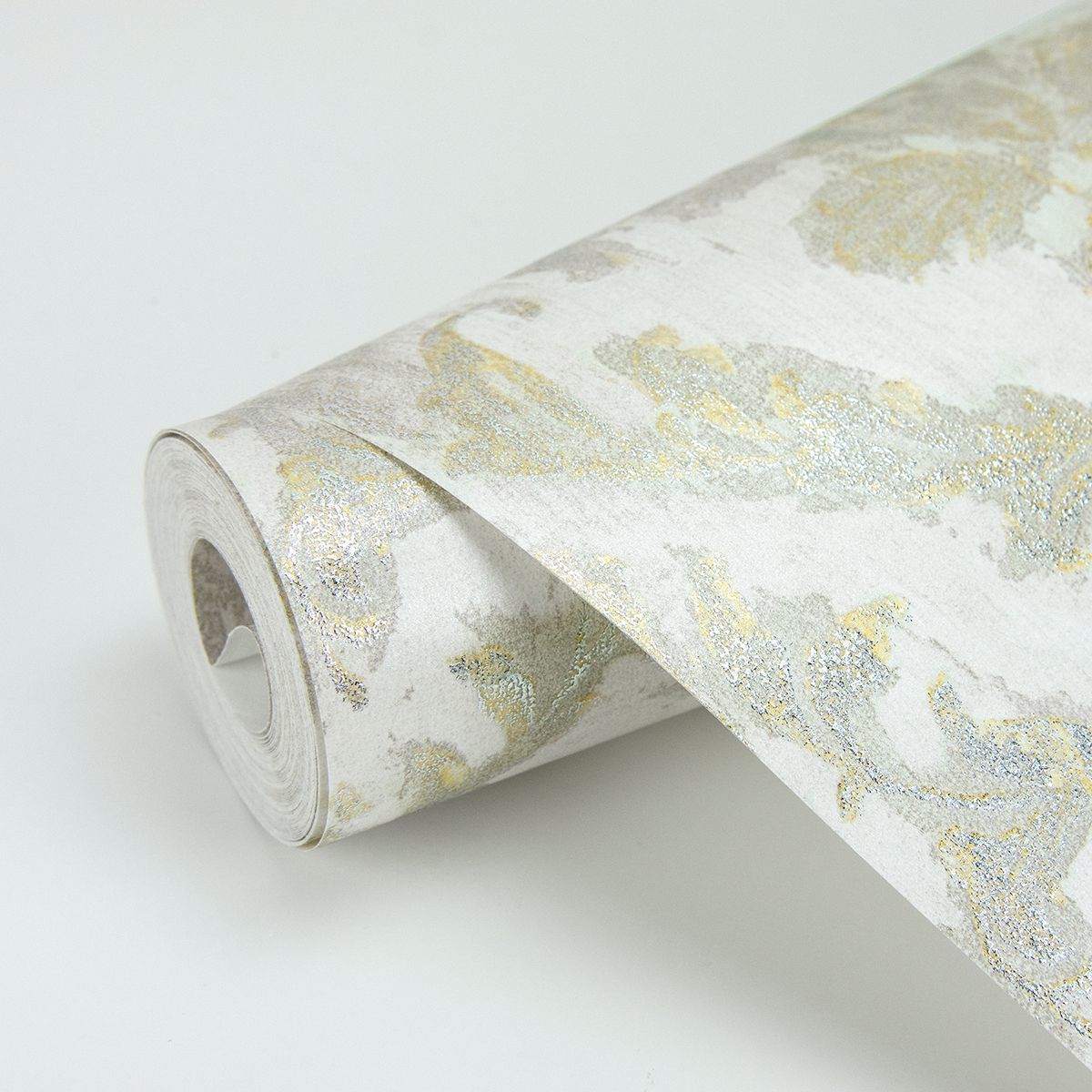 Lyra Light Grey Damask Wallpaper - Brewster Wallcovering