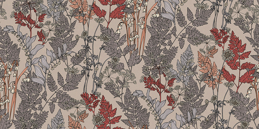 Ayla Neutral Wildflowers Wallpaper - Brewster Wallcovering