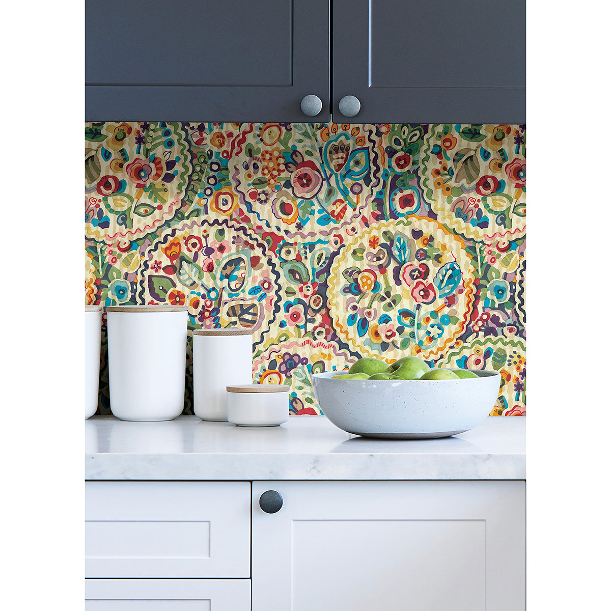 Multi Camille Peel and Stick Wallpaper - Brewster Wallcovering