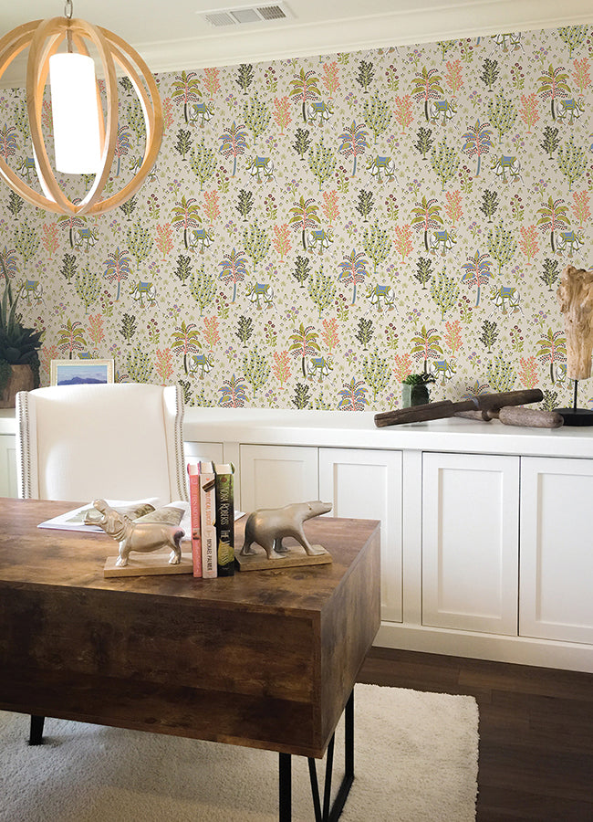 Linen Camel's Courtyard Peel and Stick Wallpaper - Brewster Wallcovering