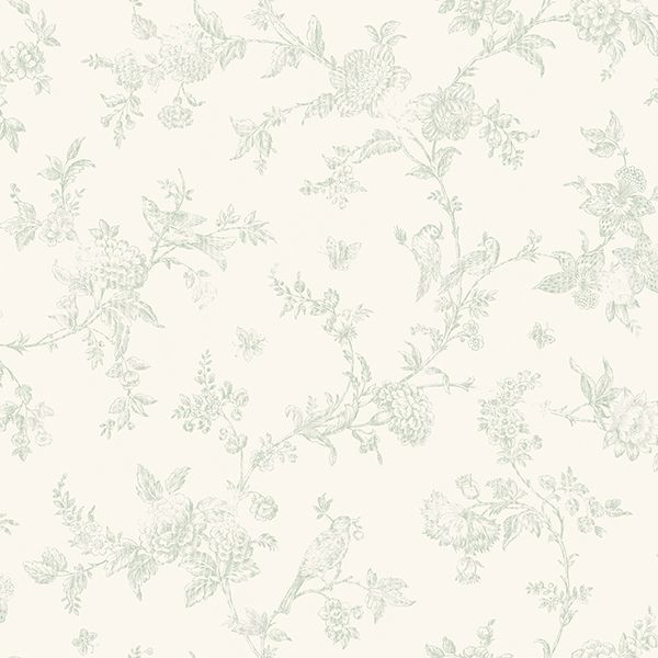 Picture of French Nightingale Sage Floral Scroll Wallpaper