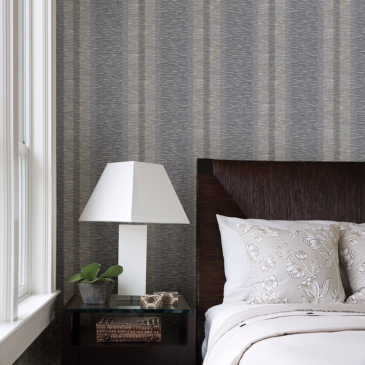 Pezula Taupe Texture Stripe Wallpaper - Brewster Wallcovering