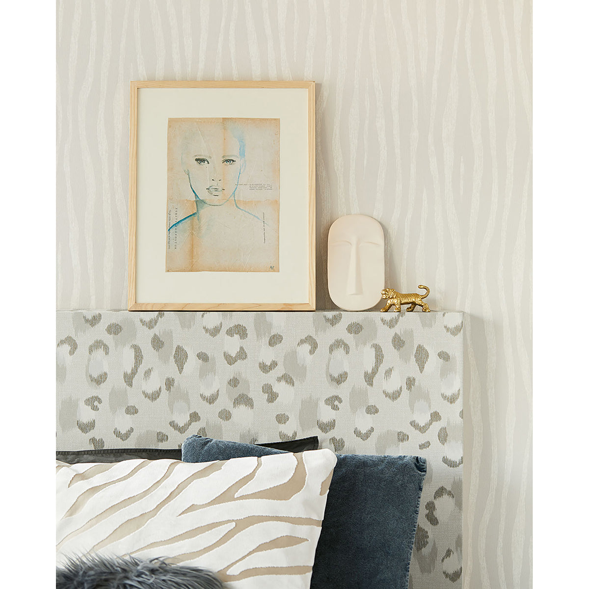 Burchell Bone Zebra Grit Wallpaper - Brewster Wallcovering