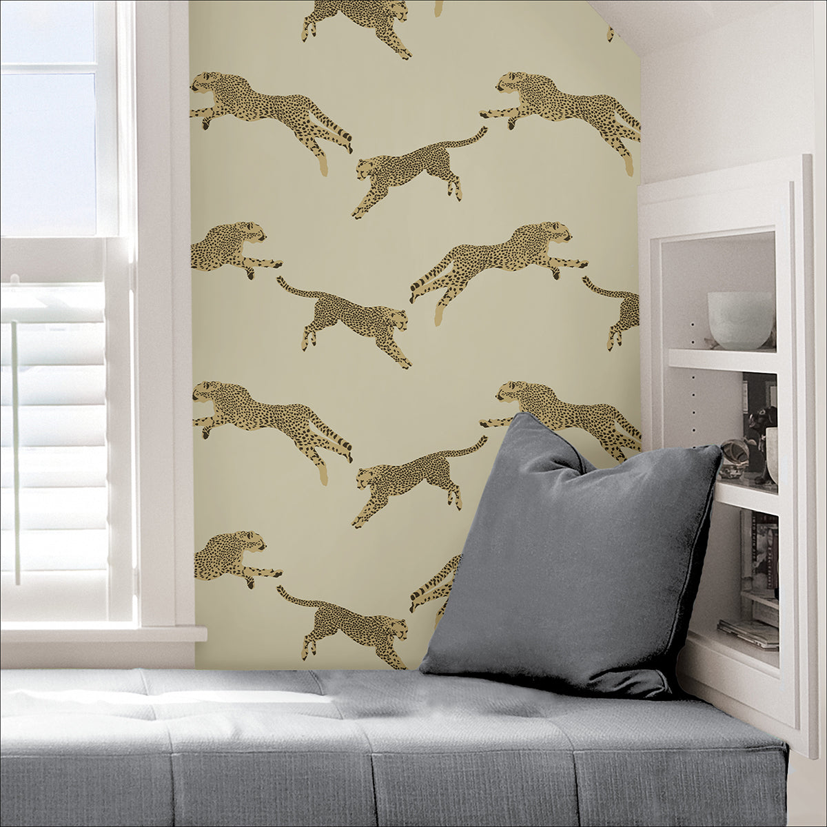 Dune Leaping Cheetah Peel and Stick Wallpaper - Brewster Wallcovering