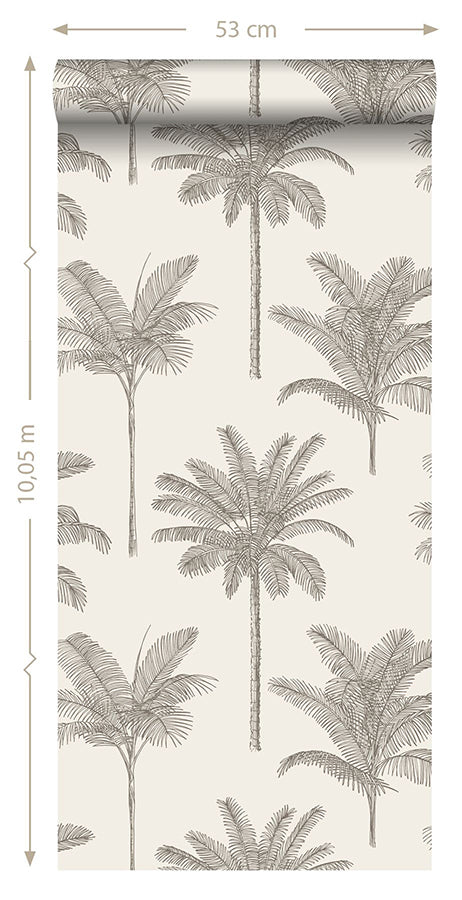 Taj Beige Palm Trees Wallpaper - Brewster Wallcovering