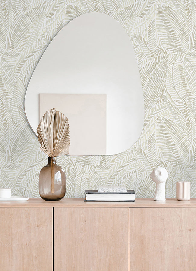 Fildia Taupe Botanical Wallpaper - Brewster Wallcovering