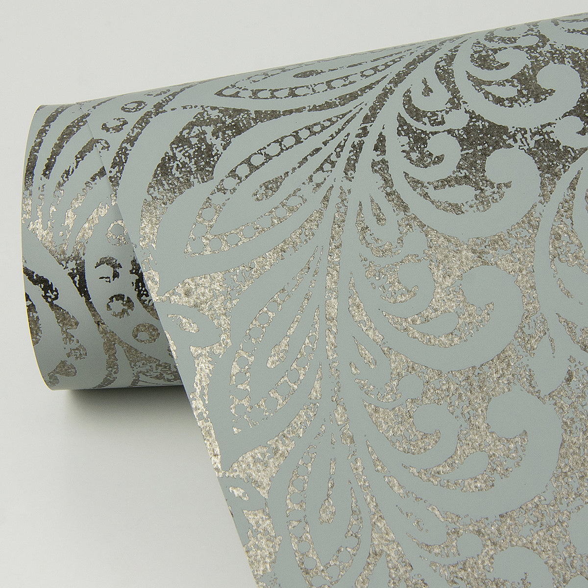 Picture of Artemis Pewter Floral Damask Wallpaper