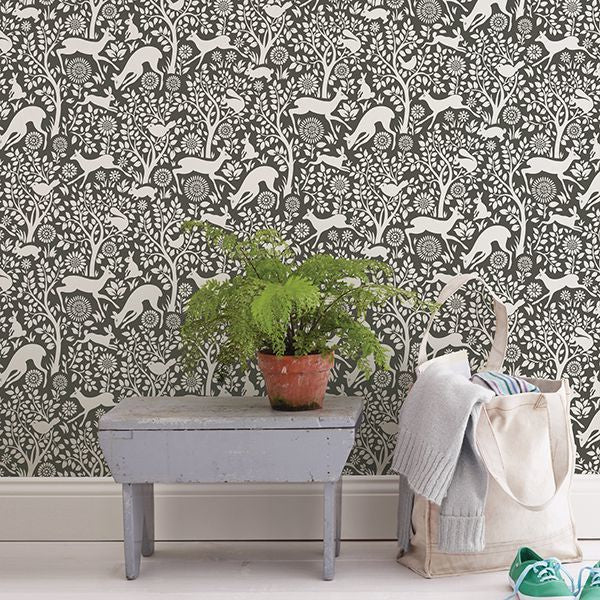 Charcoal Merriment Peel and Stick Wallpaper - Brewster Wallcovering