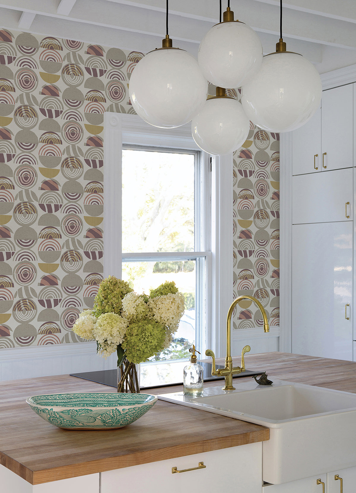 Mahe Plum Mod Geometric Wallpaper - Brewster Wallcovering