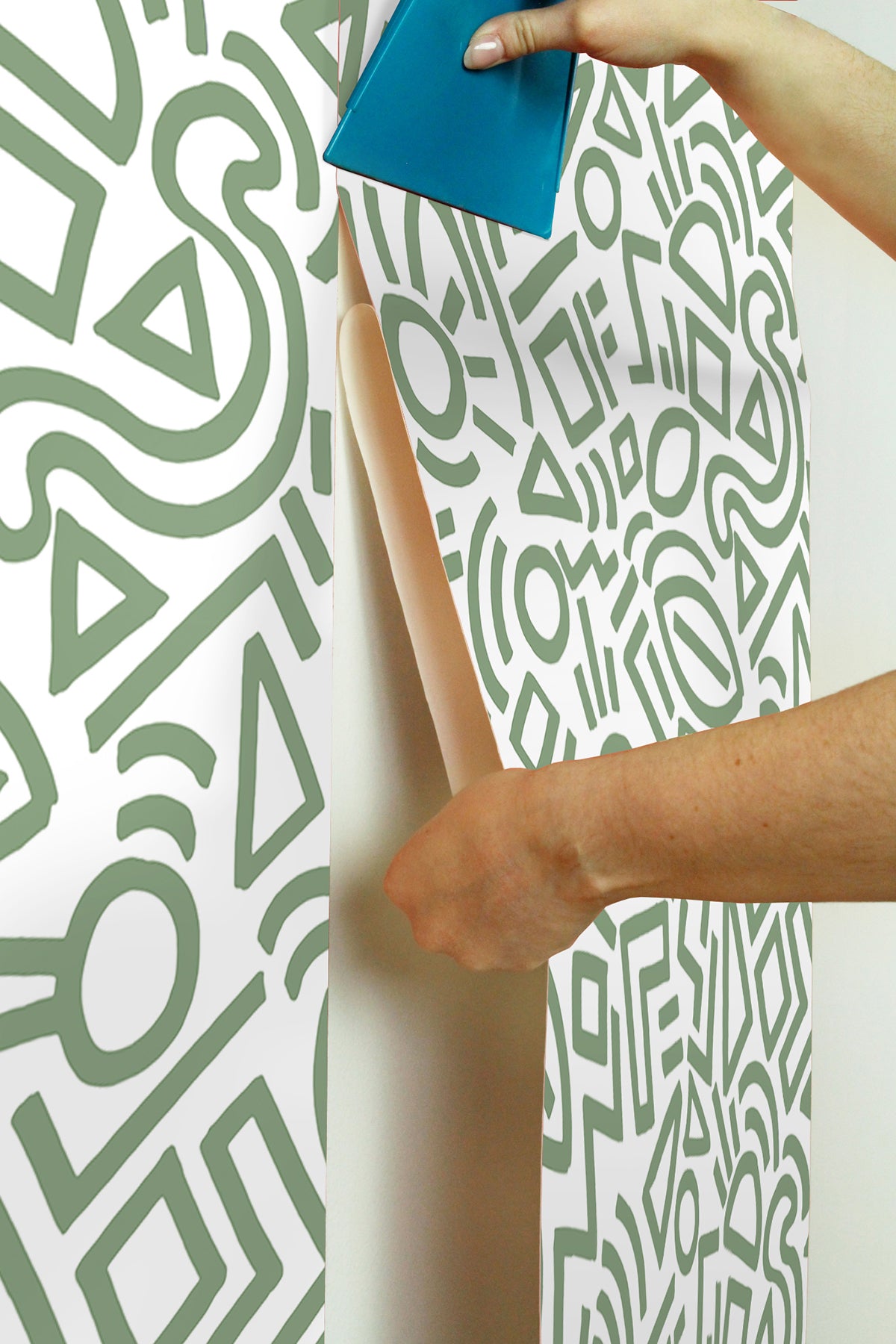 Sage Doodle Abstract Peel and Stick Wallpaper - Brewster Wallcovering