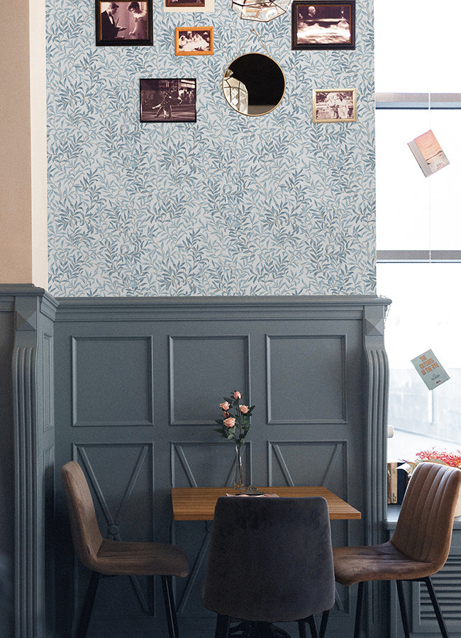 Cloud Blue Terrace Vines Peel and Stick Wallpaper - Brewster Wallcovering