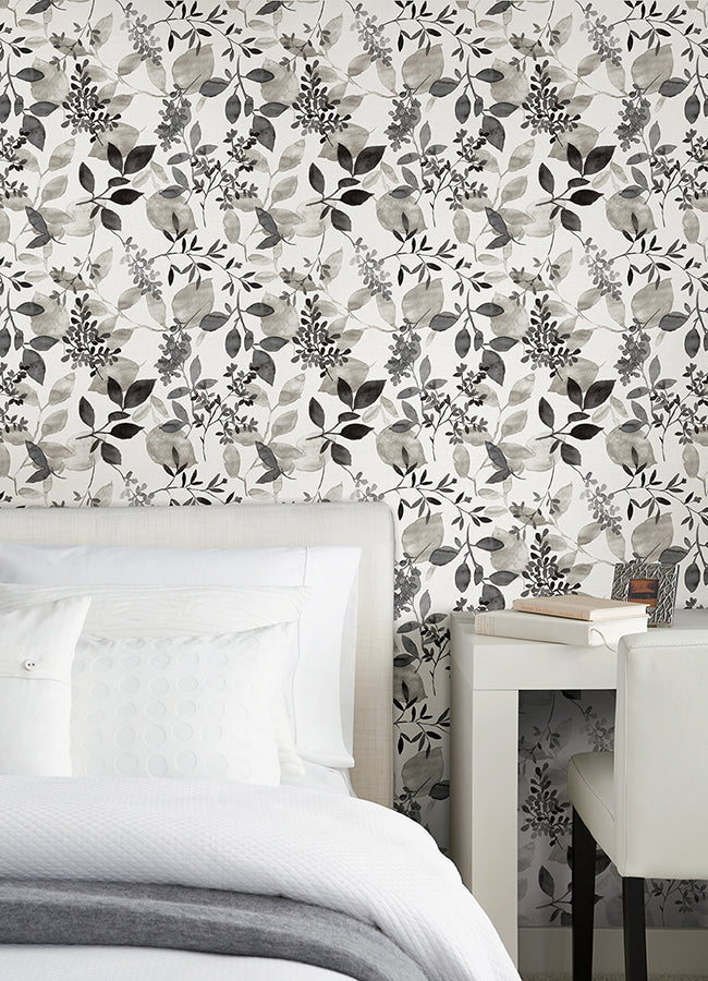 Black Breezy Peel and Stick Wallpaper - Brewster Wallcovering