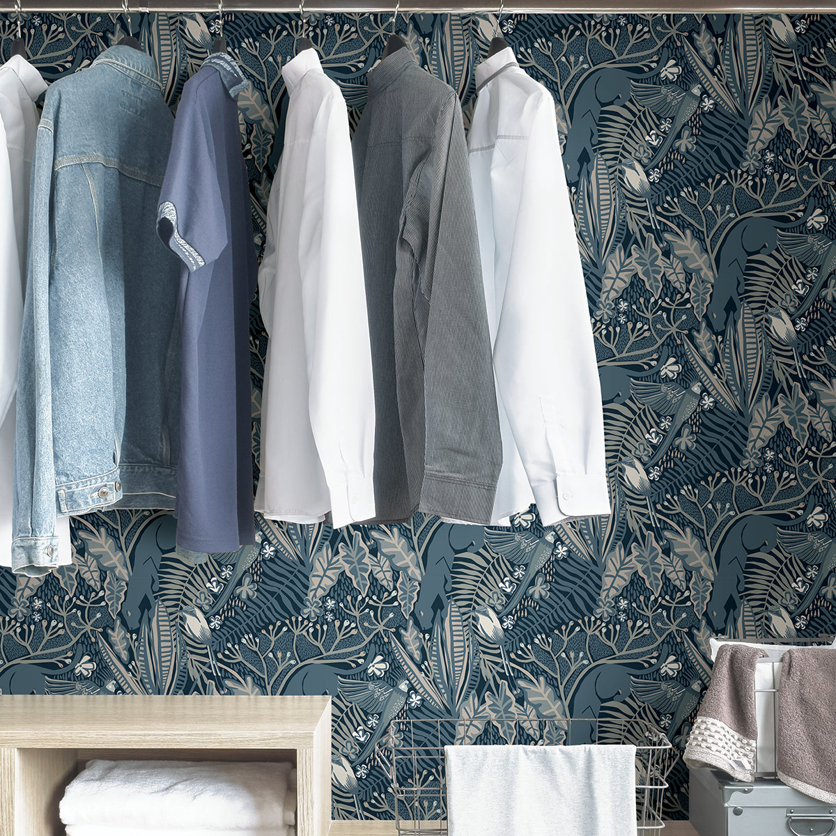 Blue Poise Peel and Stick Wallpaper - Brewster Wallcovering