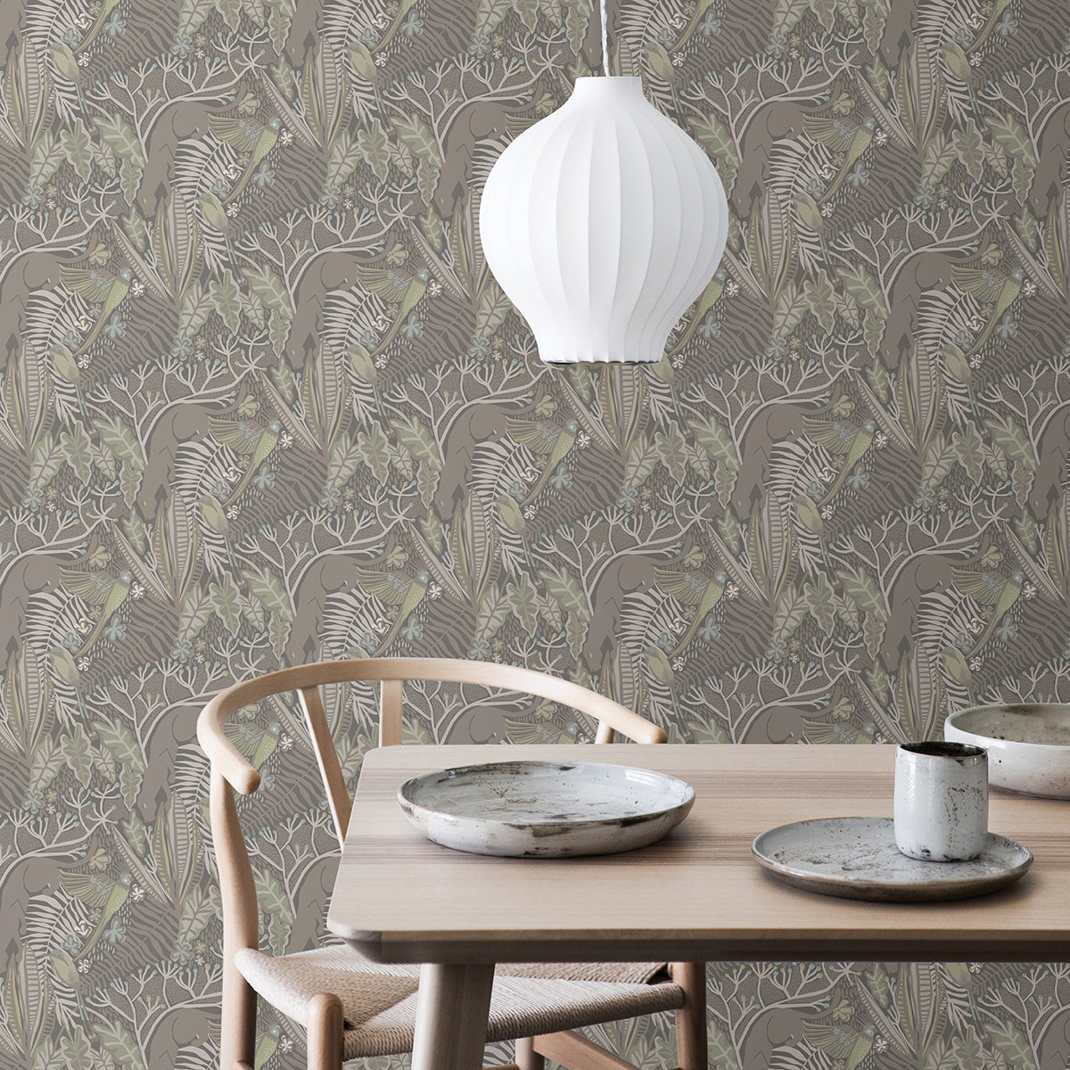 Grey Mint Poise Peel and Stick Wallpaper - Brewster Wallcovering