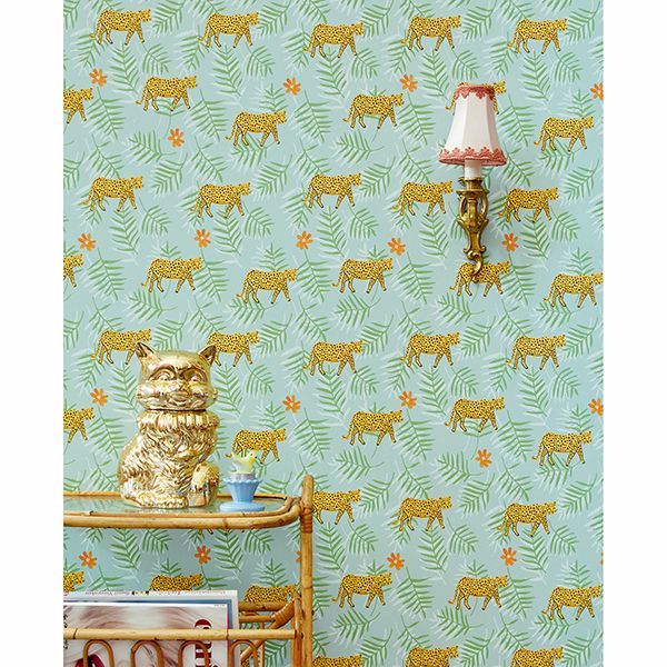 Exempel Green Cheetah Wallpaper - Brewster Wallcovering