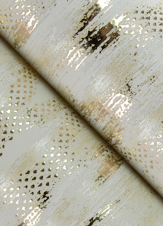 Kintana Gold Abstract Trellis Wallpaper - Brewster Wallcovering