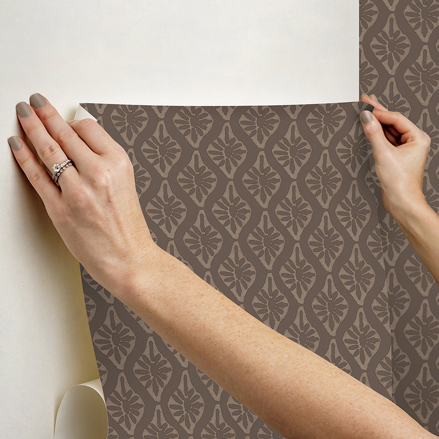 CLJ Nova Carob Brown Peel and Stick Wallpaper - Brewster Wallcovering