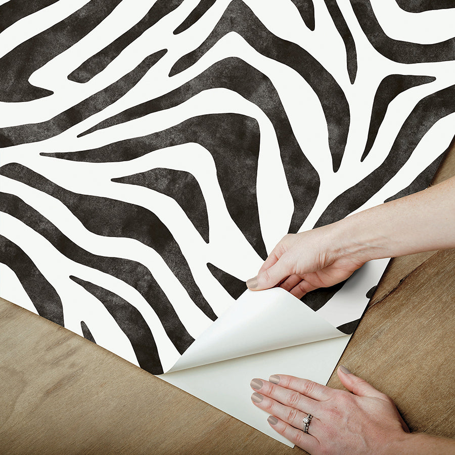 Black RuZebra Peel and Stick Wallpaper - Brewster Wallcovering