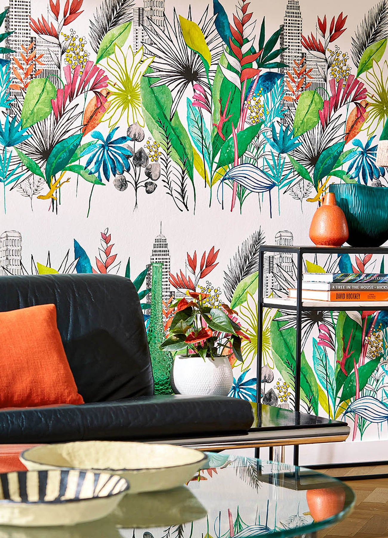 Sierra Multicolor Urban Tropic Wallpaper - Brewster Wallcovering