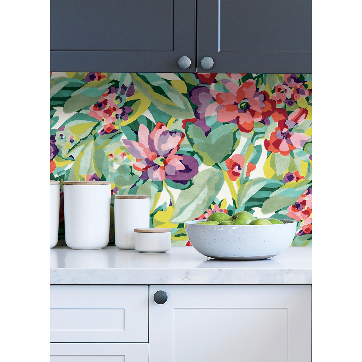 Multi Belles Fleurs Peel and Stick Wallpaper - Brewster Wallcovering