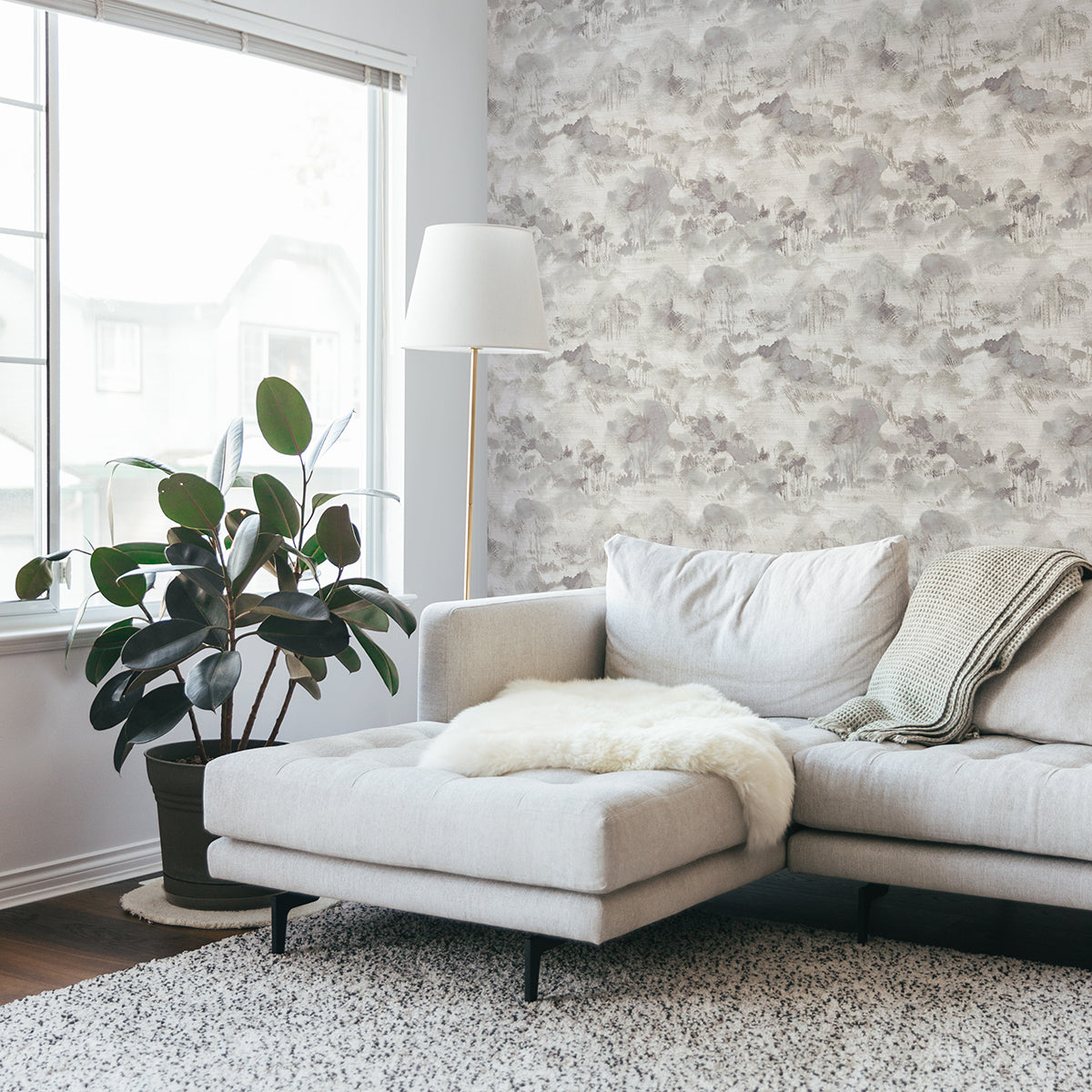 Nara Grey Toile Wallpaper - Brewster Wallcovering