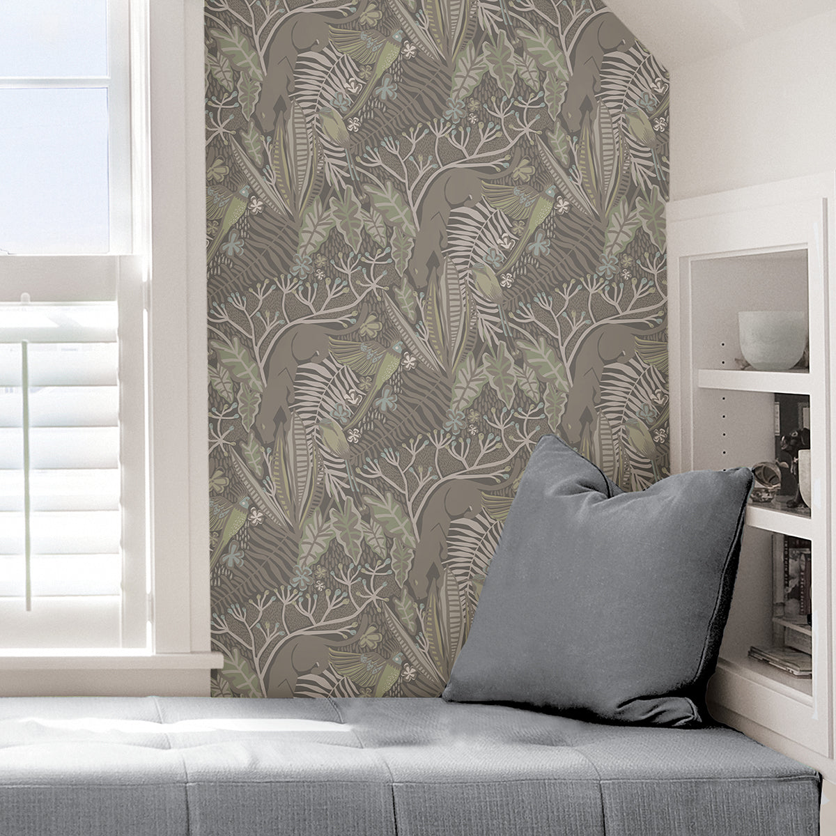 Grey Mint Poise Peel and Stick Wallpaper - Brewster Wallcovering