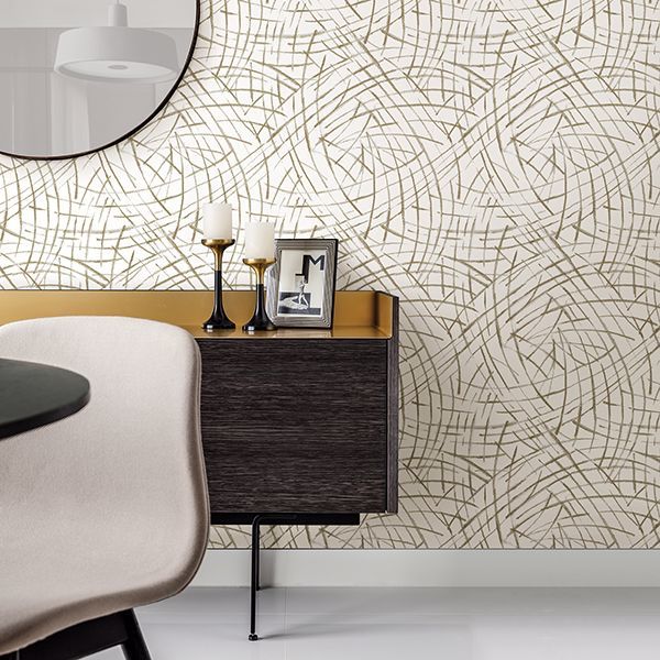 Willy Nilly Gold Brushstrokes Wallpaper - Brewster Wallcovering