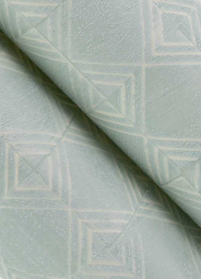 Button Block Aqua Geometric Wallpaper - Brewster Wallcovering