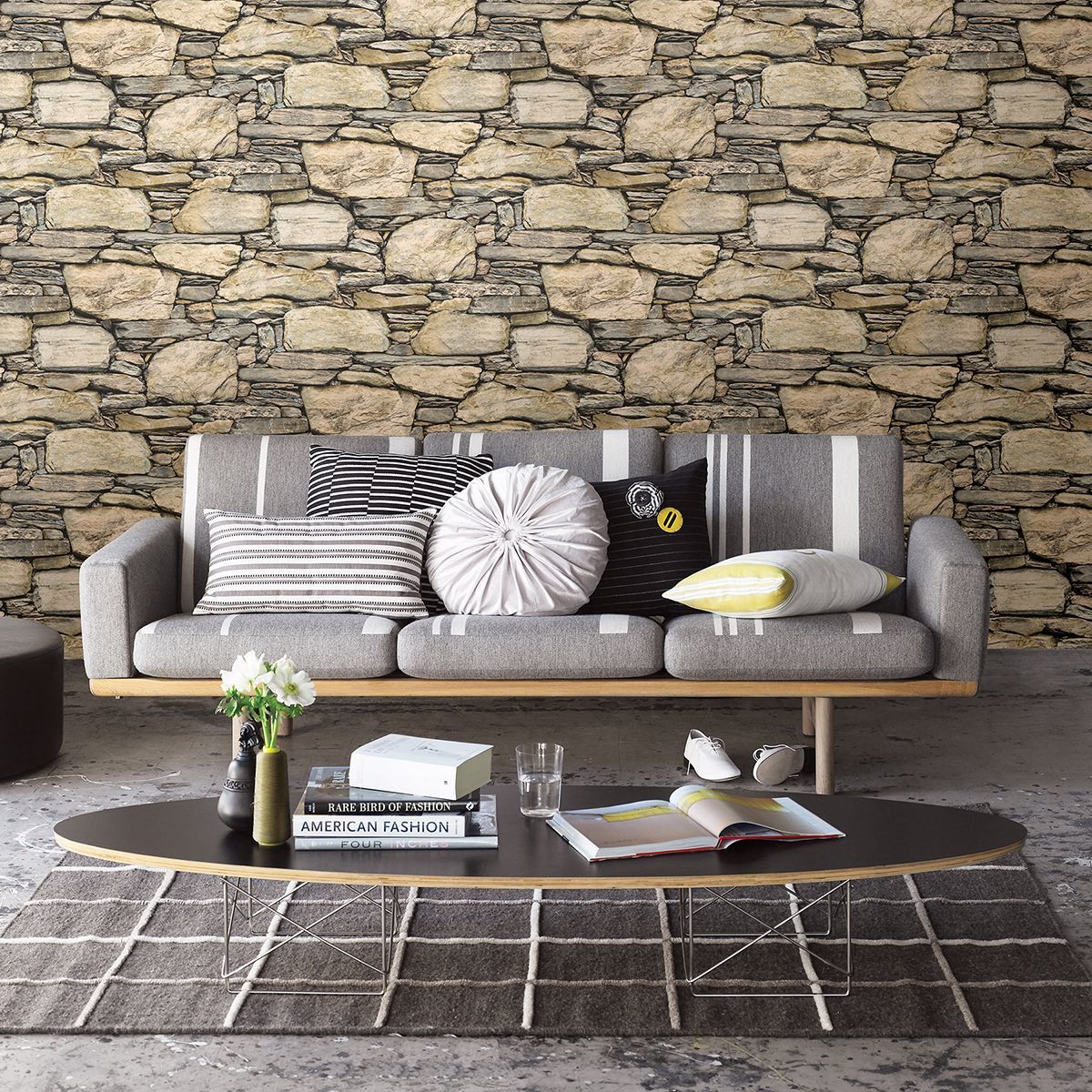 Cesar Beige Stone Wall Wallpaper - Brewster Wallcovering