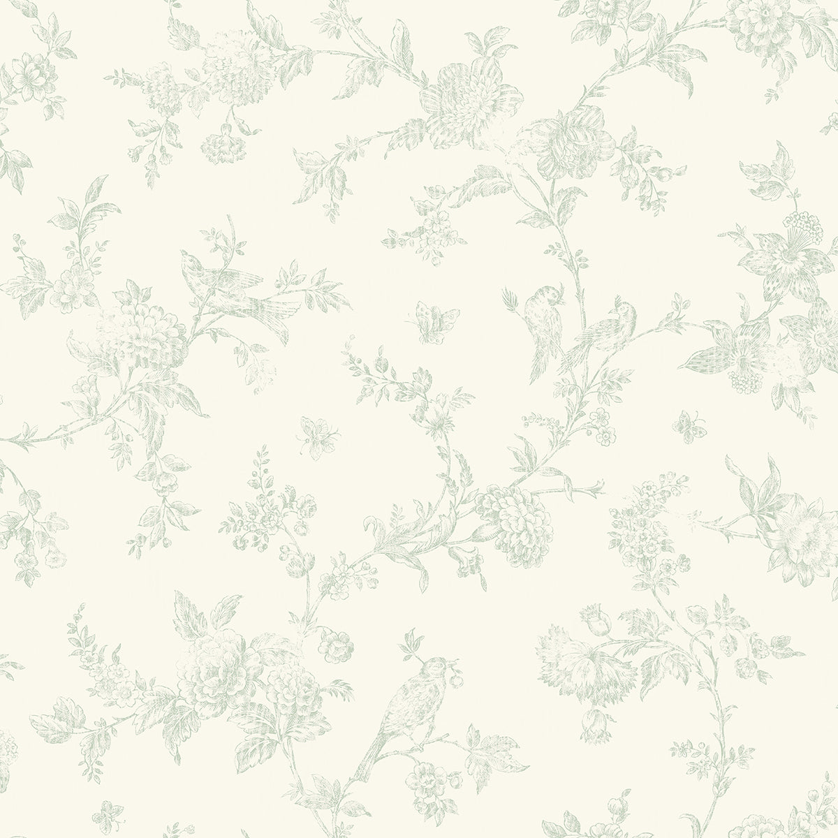 Picture of French Nightingale Seafoam Trail Wallpaper