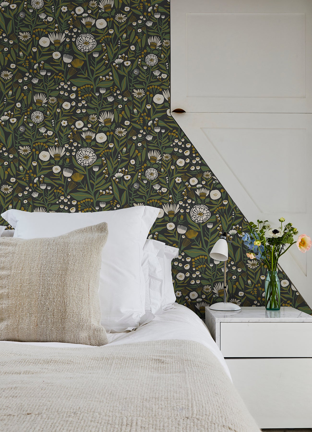 Black Marigold Forest Flower Peel and Stick Wallpaper - Brewster Wallcovering