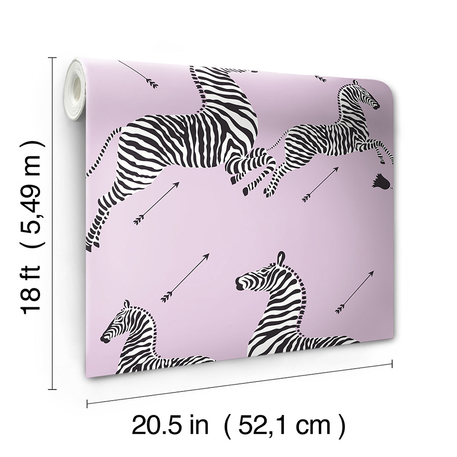 Lilac Zebra Safari Peel and Stick Wallpaper - Brewster Wallcovering