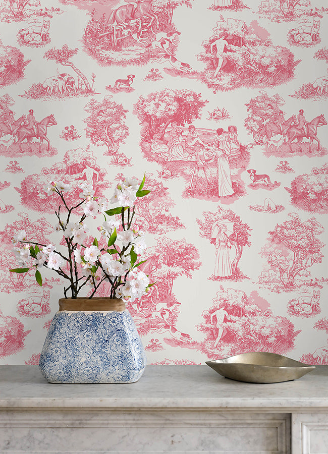 Pink The Chase Peel and Stick Wallpaper - Brewster Wallcovering