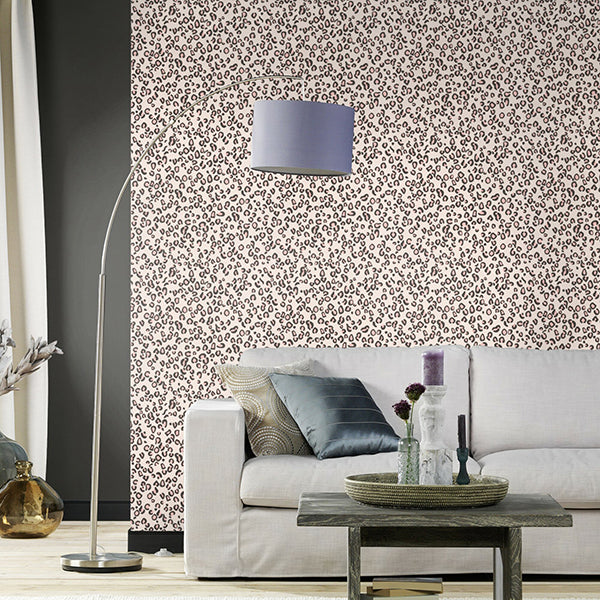 Damisa Blush Leopard Print Wallpaper - Brewster Wallcovering