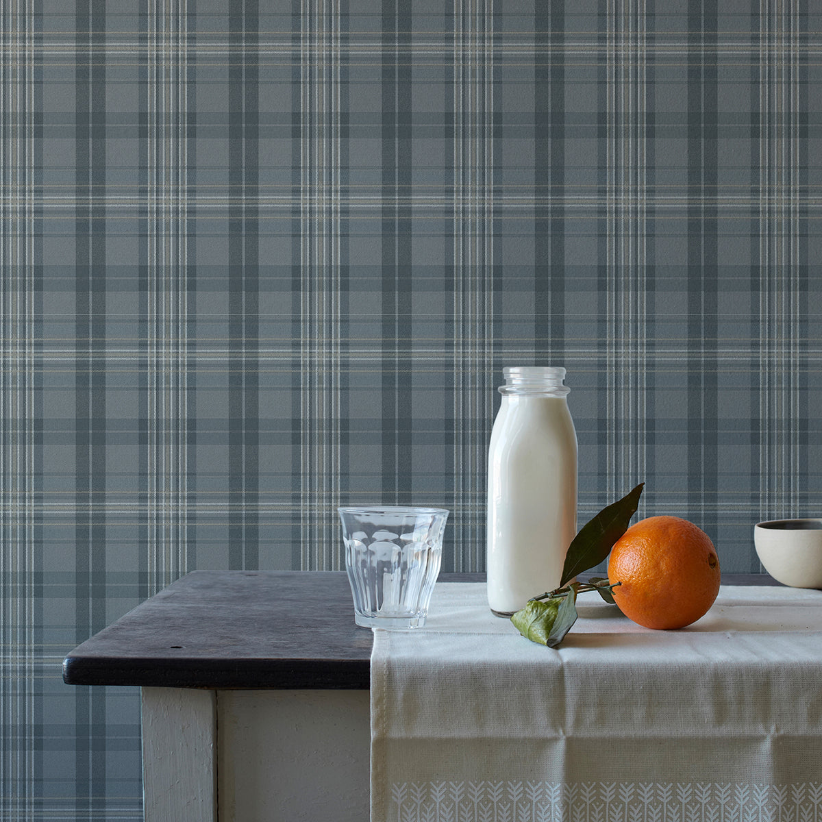 Austin Slate Plaid Wallpaper - Brewster Wallcovering