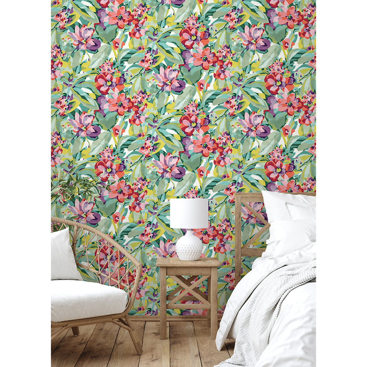 Multi Belles Fleurs Peel and Stick Wallpaper - Brewster Wallcovering